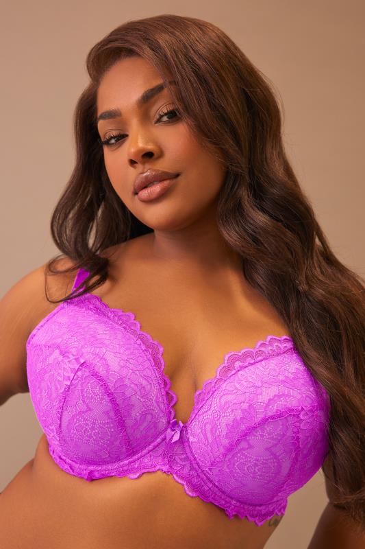 YOURS Cherry Pink Lace Padded Bra | Yours Clothing 7