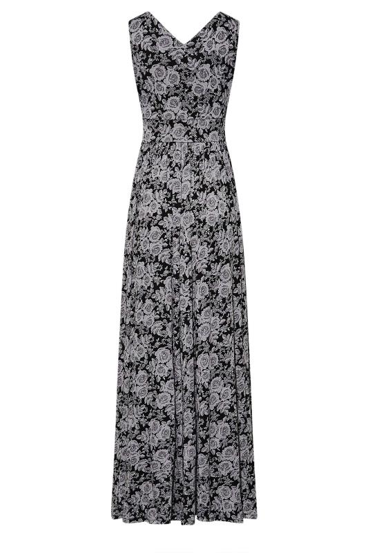 LTS Tall Black Floral Side Slit Maxi Dress 6
