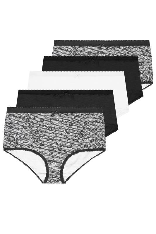 5 PACK Curve Black & White Butterfly High Waisted Full Briefs 2