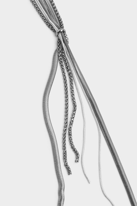Silver & Black Tone Chain Knot Necklace | Yours Clothing 4