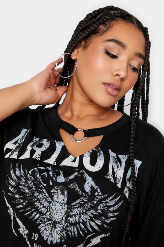 YOURS Plus Size Black 'Arizona' Print Ring Detail T-Shirt | Yours Clothing  4