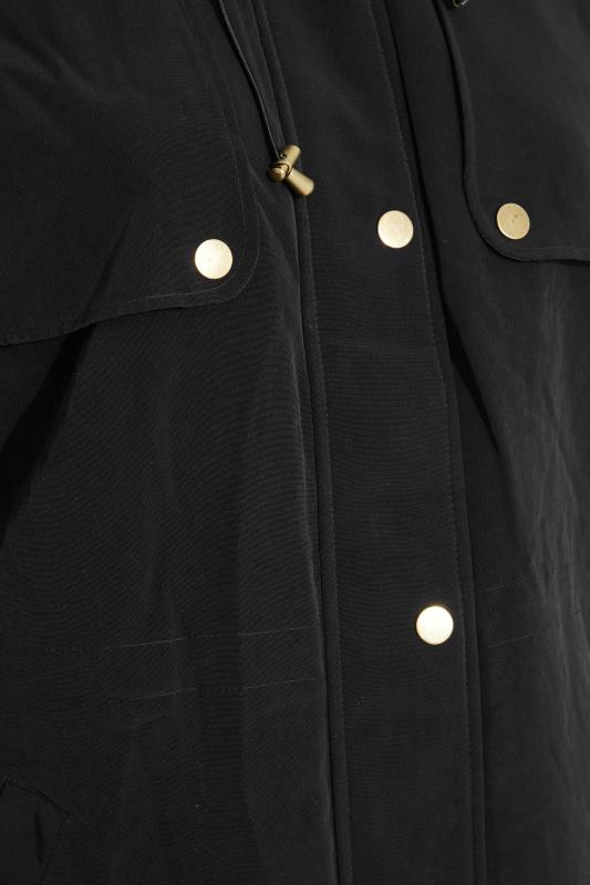 Plus Size Black Plush Parka Coat | Yours Clothing  5