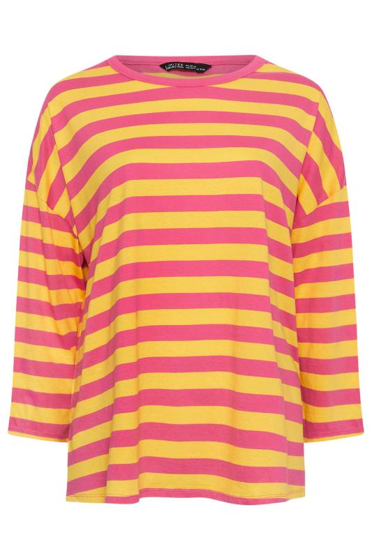 LIMITED COLLECTION Plus Size Pink & Yellow Stripe Top | Yours Clothing 5