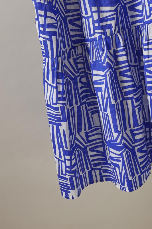 EVANS Plus Size Blue Abstract Print Long Sleeve Shirt Dress | Evans 10