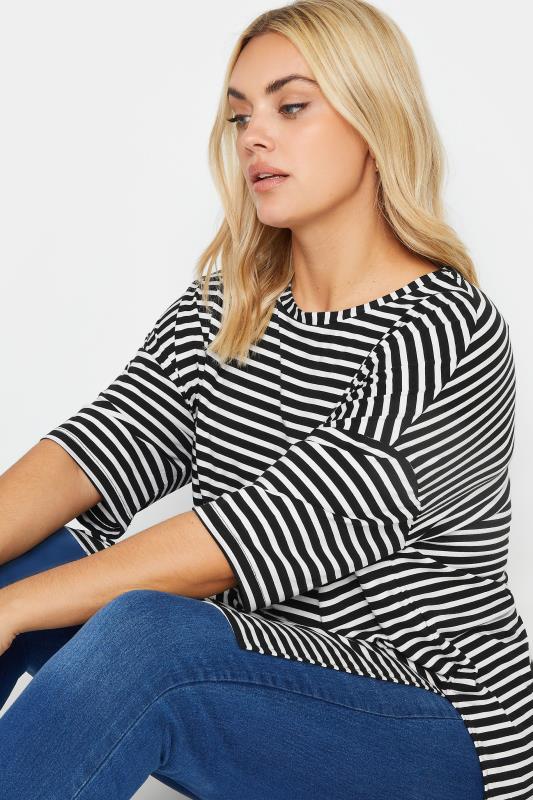 YOURS Plus Size Black Striped Oversized Top | Yours Clothing 4