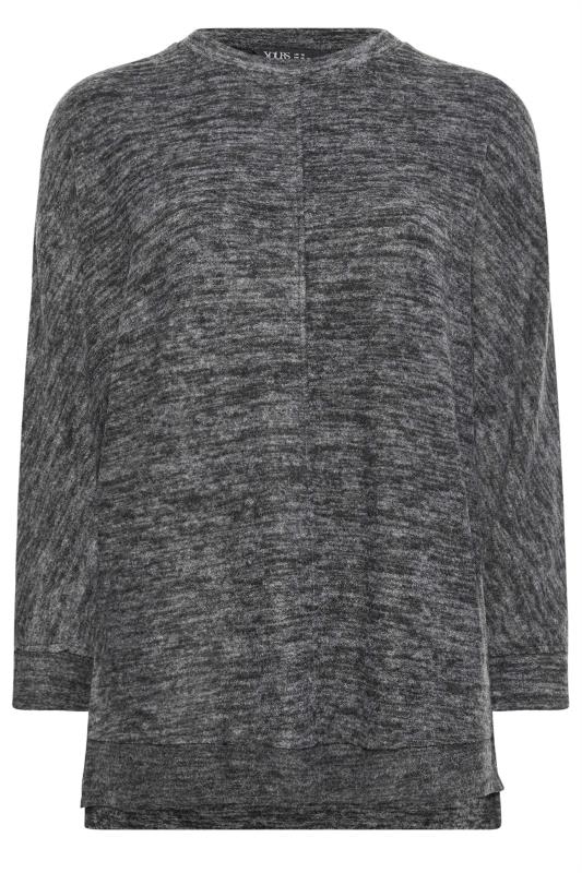 YOURS Plus Size Charcoal Grey Front Seam Soft Touch Sweatshirt | Yours Clothing 5