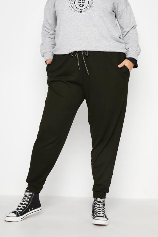 Plus Size Black Jersey Joggers | Yours Clothing 1