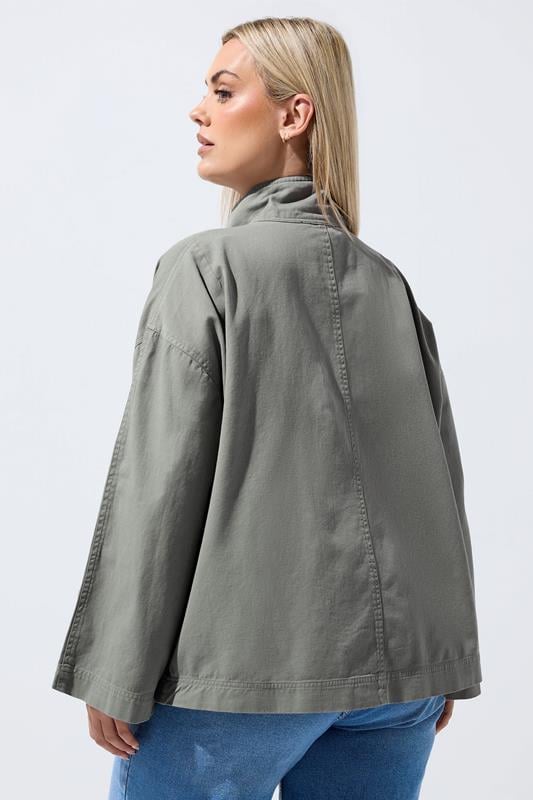 LIMITED COLLECTION Plus Size Stone Grey Funnel Neck Shacket | Yours Clothing 4