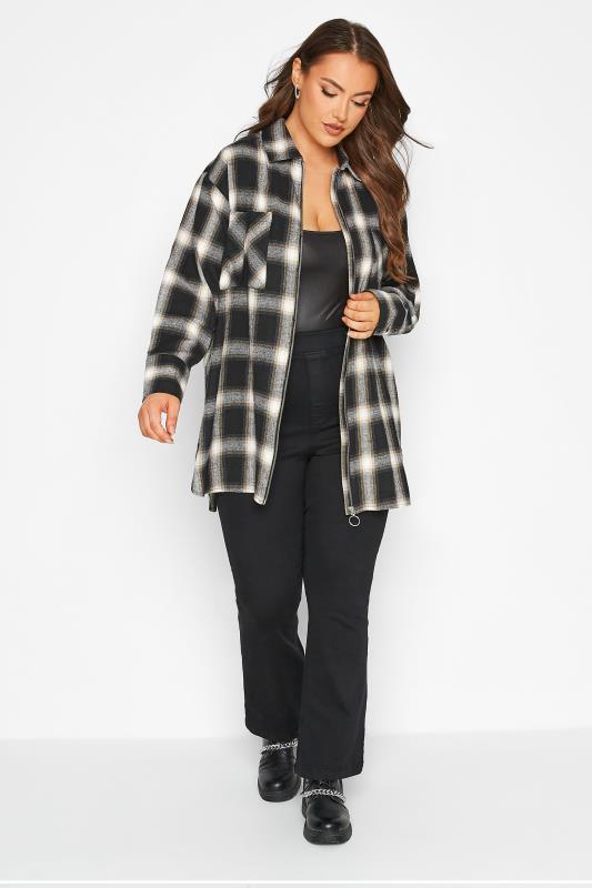 LIMITED COLLECTION Curve Black Check Zip Shacket 2
