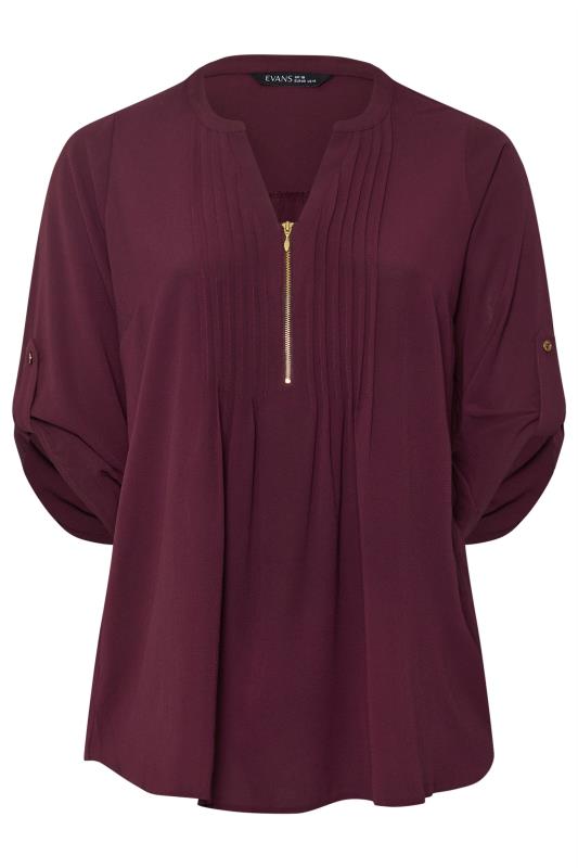 EVANS Plus Size Burgundy Red Pintuck Blouse | Evans  6