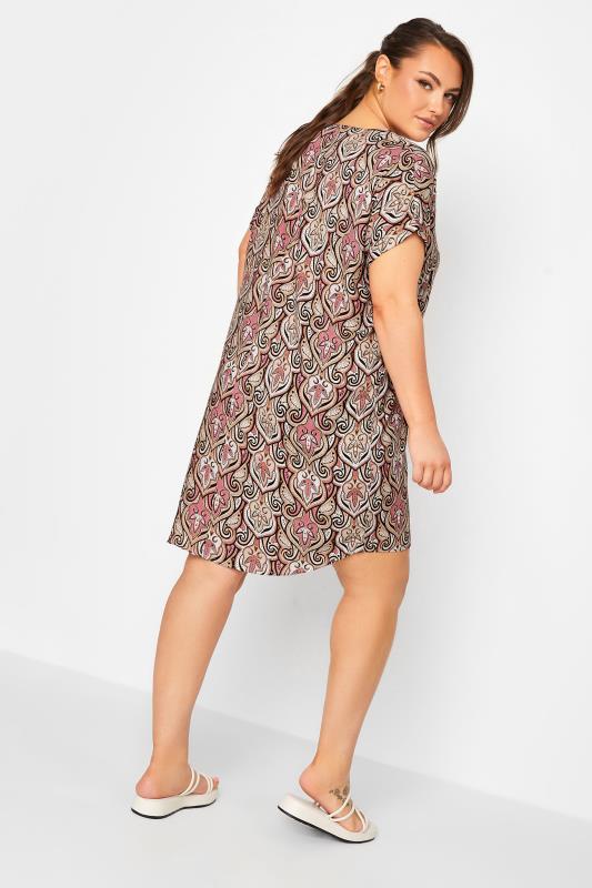 YOURS Plus Size Brown Paisley Print Shift Dress | Yours Clothing 3