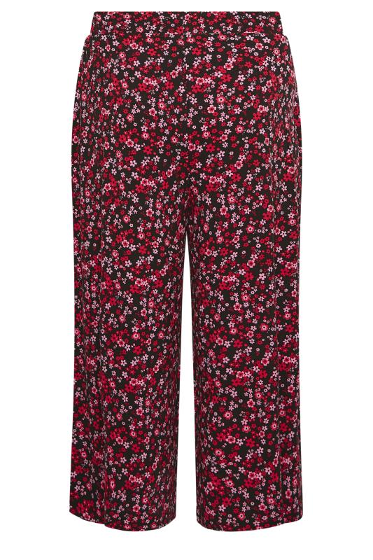 YOURS Plus Size Curve Red Floral Midaxi Culottes | Yours Clothing  5