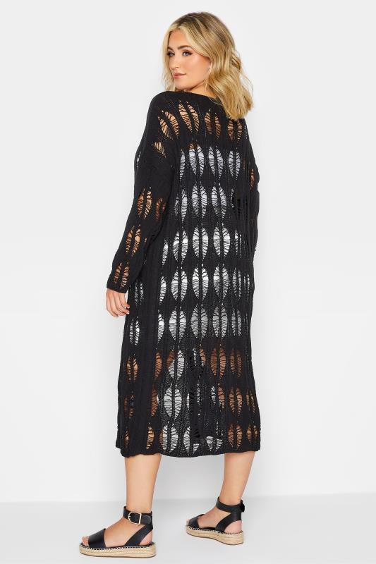 YOURS Plus Size Black Crochet Longline Cardigan | Yours Clothing 3