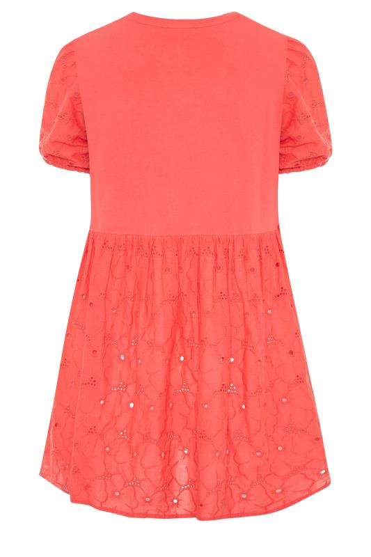 LIMITED COLLECTION Curve Coral Pink Broderie Anglaise Peplum Top_BK.jpg
