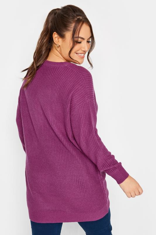 Plus Size Curve Purple Essential Knitted Jumper | Yours Clothing 3