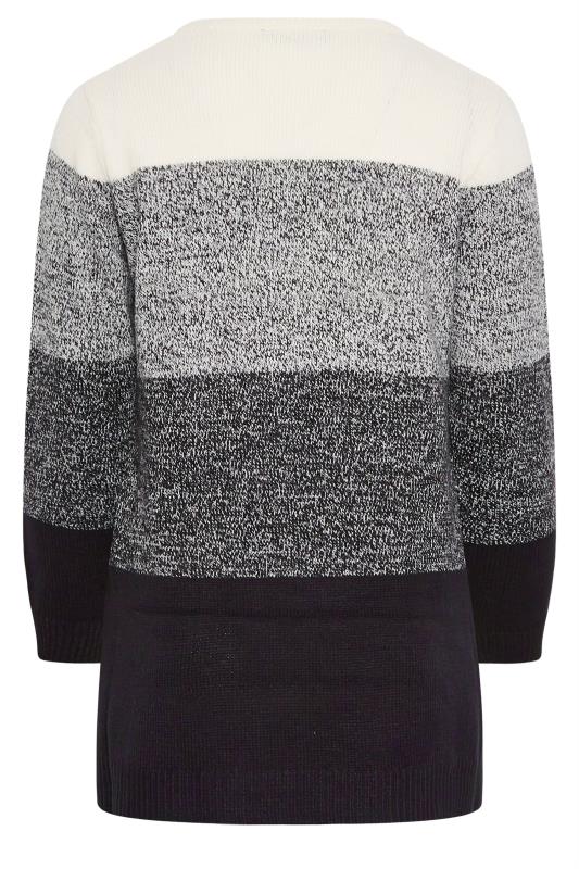 YOURS Plus Size Grey Colourblock Stripe Knitted Jumper | Yours Clothing 7