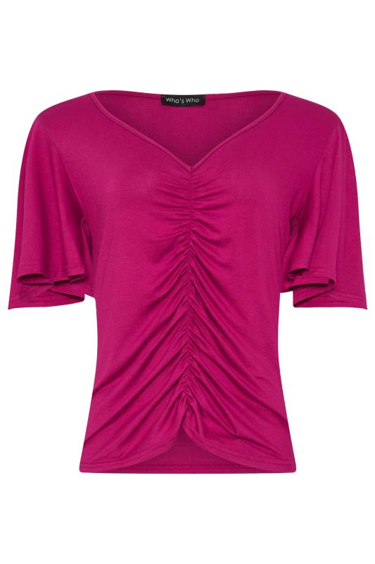 LTS Tall Berry Red Angel Sleeve Ruched Front Top | Long Tall Sally 5