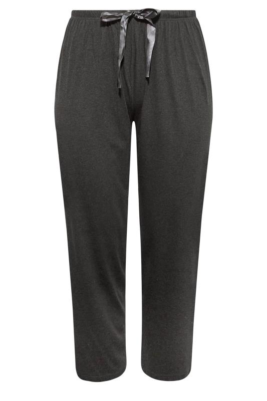 Plus Size Charcoal Grey Marl Wide Leg Pyjama Bottoms | Yours Clothing 4