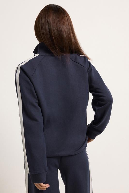 PixieGirl Petite Women's Set Navy Blue Stripe Cotton Sweatshirt & Wide Leg Joggers | PixieGirl 4
