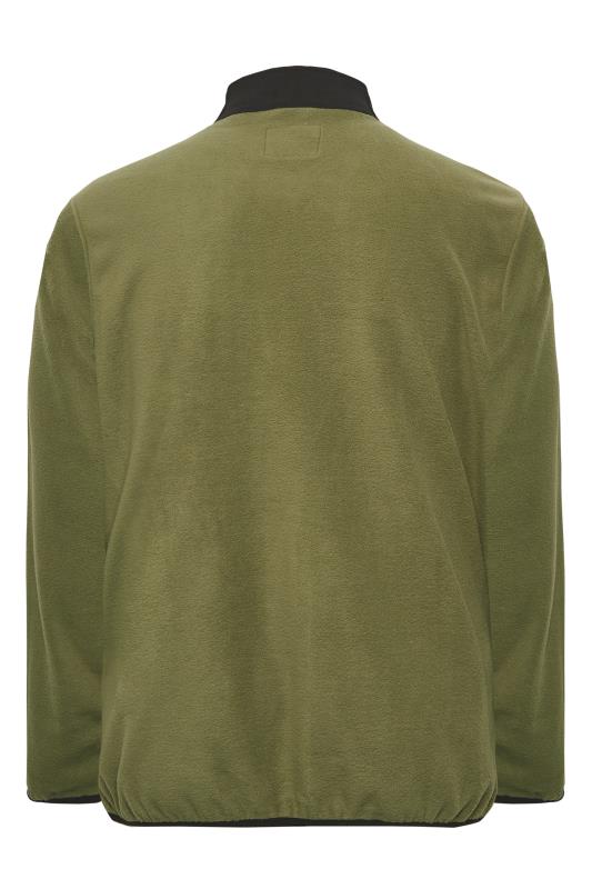 JACK & JONES Big & Tall Olive Green Panel Zip Fleece Jacket | BadRhino 4