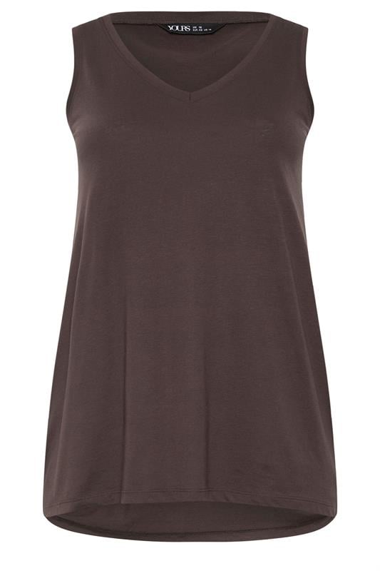 YOURS 3 PACK Plus Size Chocolate Brown & Rust Orange V-Neck Vest Tops | Yours Clothing 10