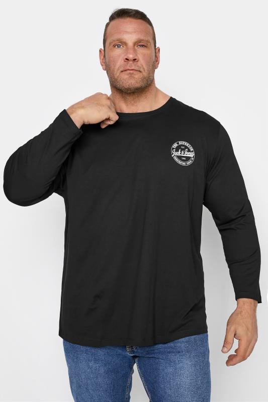 Großen Größen  JACK & JONES Big & Tall Black Brat Long Sleeve T-Shirt