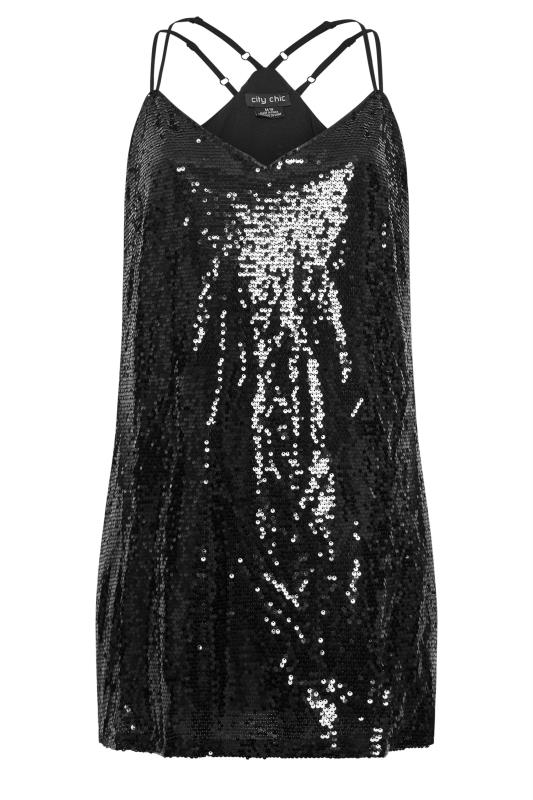 Evans Black Sequin Shift Mini Dress 5