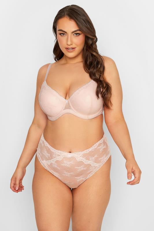 YOURS 2 PACK Plus Size Pink & Cream Padded Lace Bra | Yours Clothing  3