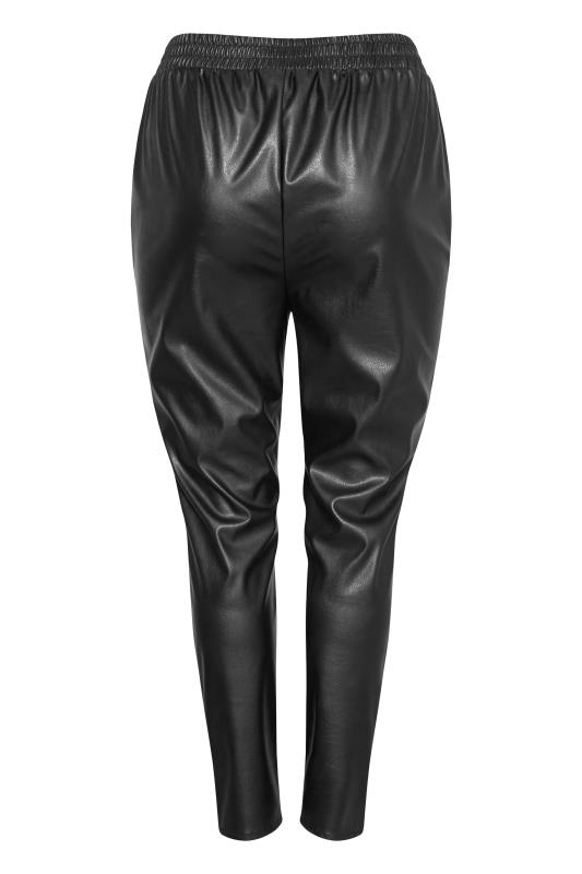 Plus Size Black Faux Leather Joggers | Yours Clothing 7
