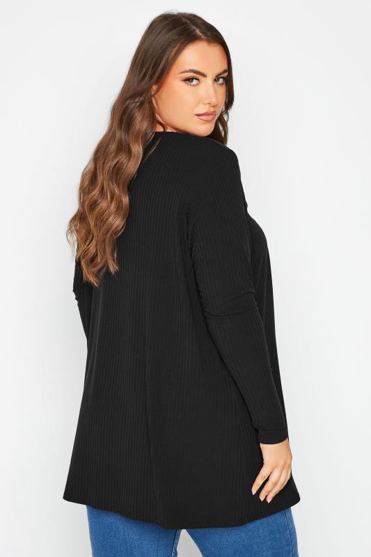 LIMITED COLLECTION Curve Black Tie Ribbed Cardigan 3