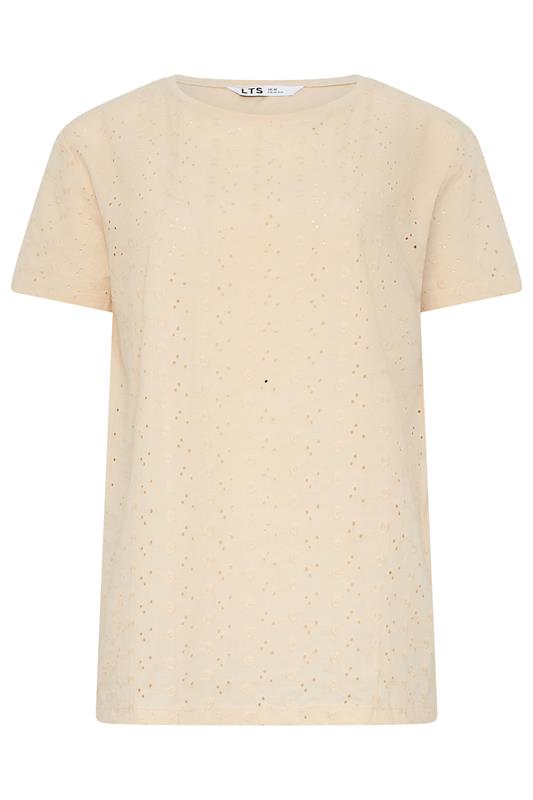 LTS Tall Women's Cream Broderie Anglaise Front T-Shirt | Long Tall Sally 5