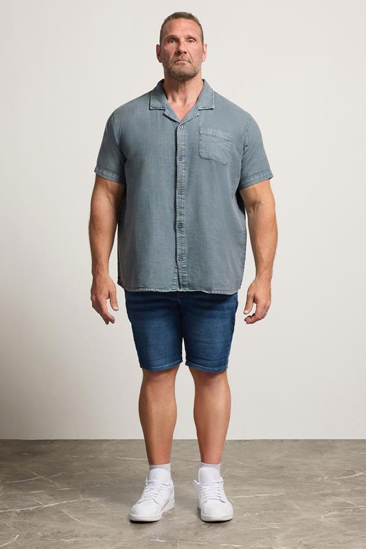 BadRhino Big & Tall Blue Acid Wash Cotton Shirt | BadRhino 2