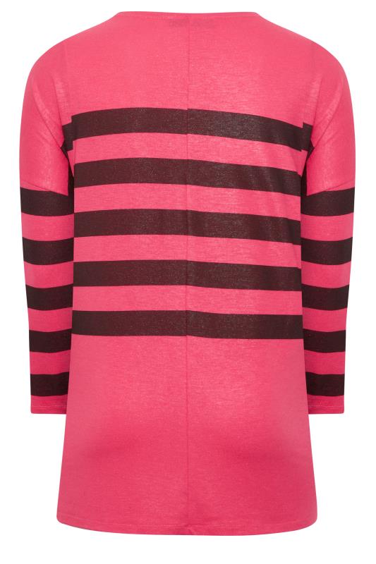 Curve Plus Size Pink & Black Stripe Cardigan | Yours Clothing  8