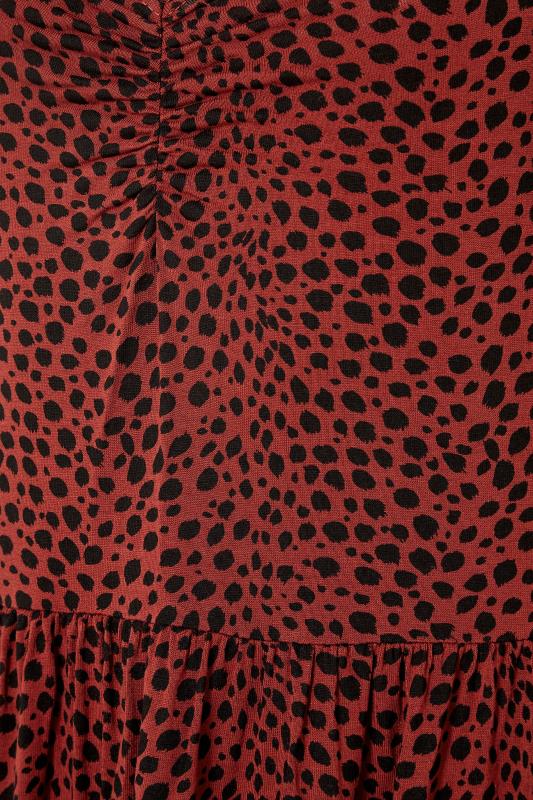 LTS Tall Rust Red Polka Dot Tiered Midaxi Dress 5
