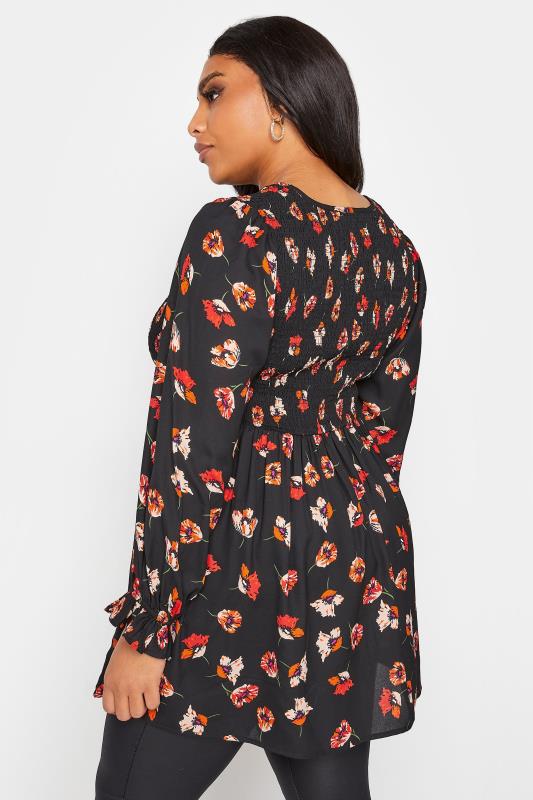LIMITED COLLECTION Black Floral Shirred Peplum Top_C.jpg