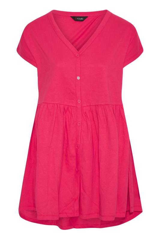 Plus Size Bright Pink Button Through Smock Top | Yours Clothing 6