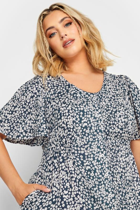 YOURS Plus Size Navy Blue Ditsy Print Tea Dress | Yours Clothing