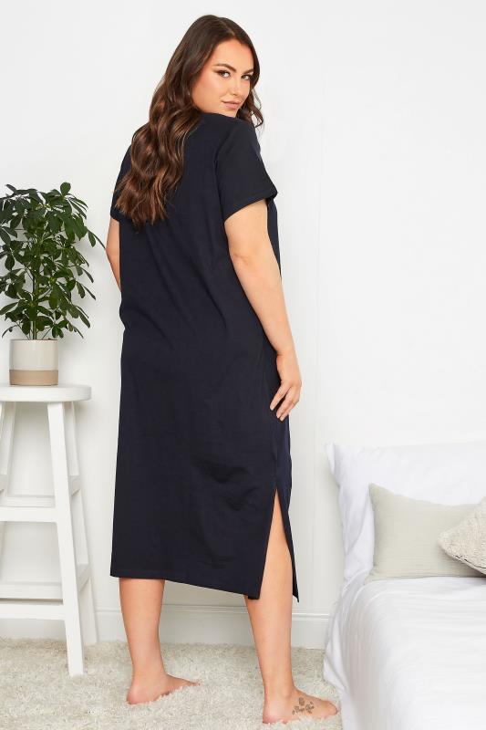 YOURS Curve Plus Size Navy Blue 'Grow With The Flow' Midaxi Nightdress | Yours Clothing 2