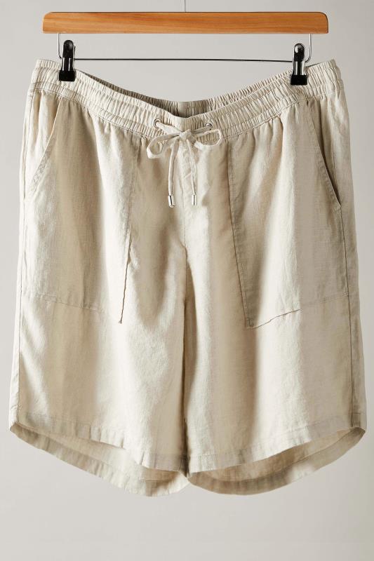 EVANS Plus Size Natural Brown Linen Shorts | Evans 5