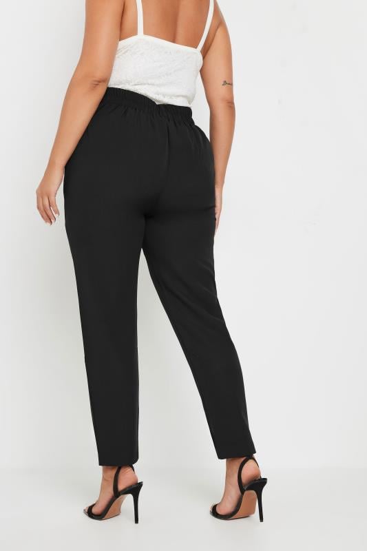 YOURS Plus Size Black High Waist Tapered Trousers | Yours Clothing  3