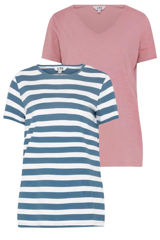 LTS Tall 2 PACK Pink & Blue Stripe T-Shirt | Long Tall Sally 7