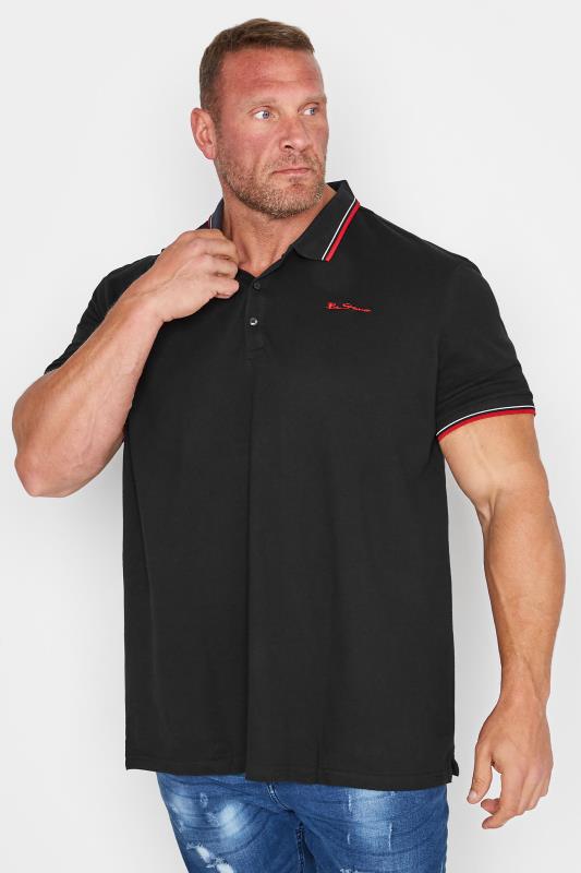 Großen Größen  BEN SHERMAN Black Tipped Polo Shirt