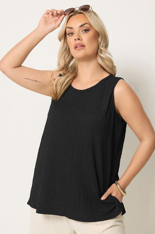  YOURS top sin mangas blanco con textura de burbuja