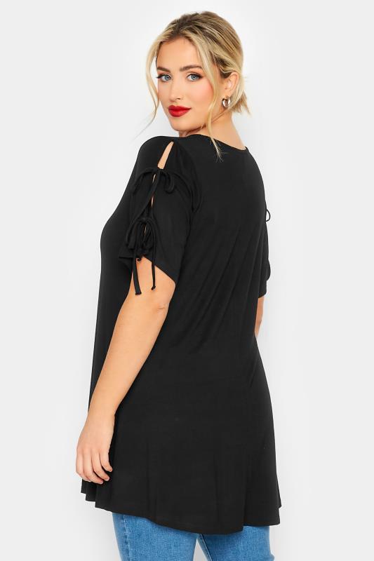 LIMITED COLLECTION Plus Size Black Tie Sleeve Top | Yours Clothing 3