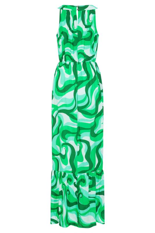 LTS Tall Bright Green Swirl Print Halter Neck Maxi Dress 8
