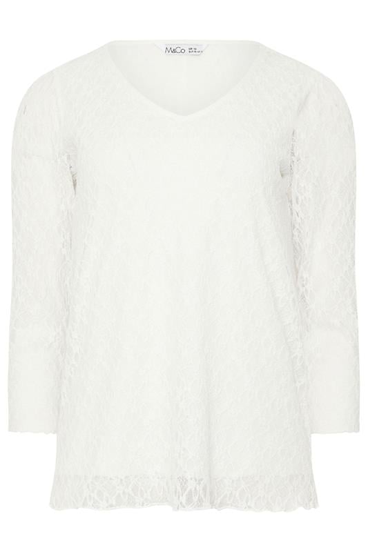 M&Co Ivory White Floral Lace Long Sleeve Top | M&Co 5