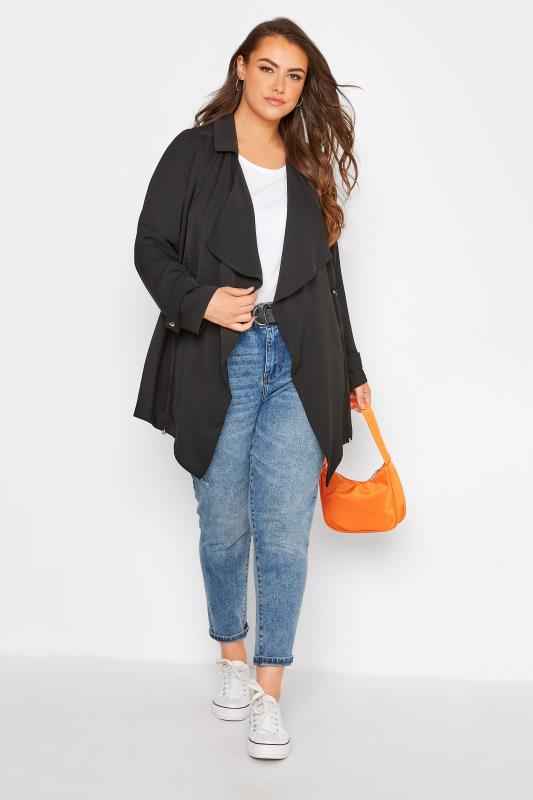 Plus Size Black Waterfall Jacket | Yours Clothing 2
