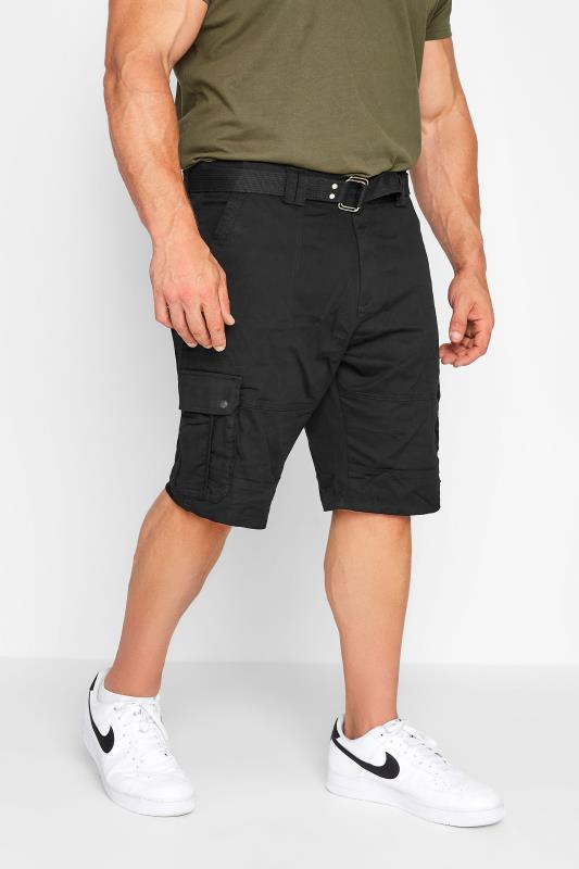 Men's Cargo Shorts KAM Big & Tall Black Canvas Cargo Shorts