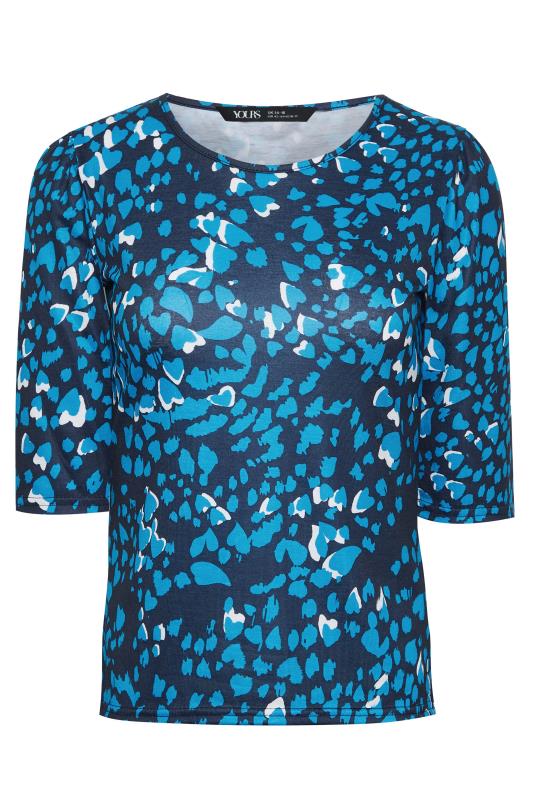 YOURS PETITE Plus Size Blue Animal Print Jersey Top | Yours Clothing 1