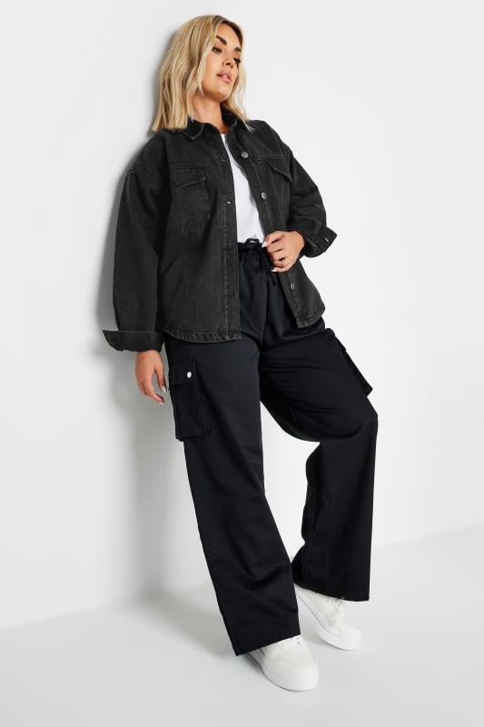 YOURS Plus Size Black Quilted Denim Shacket | Yours Clothing 3